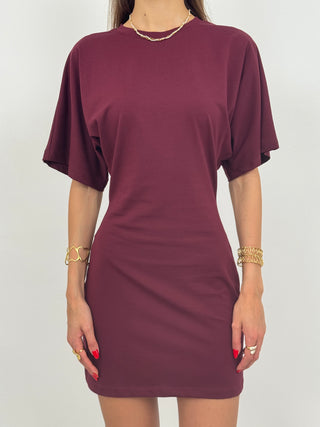 Abito Corto in Jersey Bordeaux