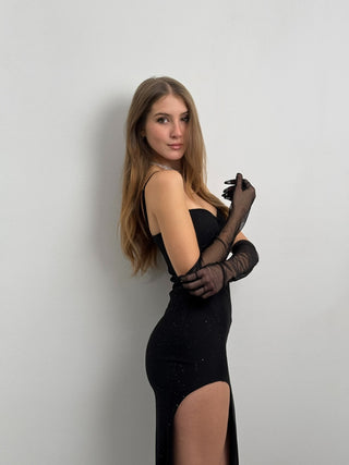 Robe longue noire de luxe