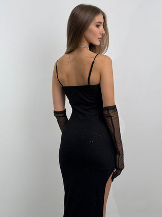 Robe longue noire de luxe