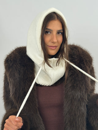 Cagoule côtelée beige
