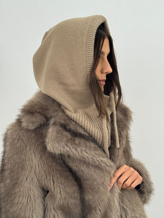 Cagoule côtelée beige