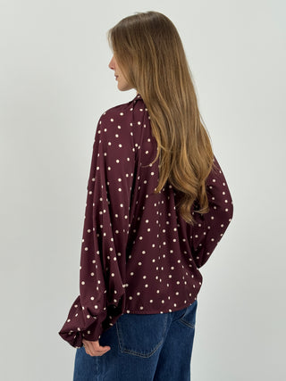 Blusa Satin a Pois Burgundy