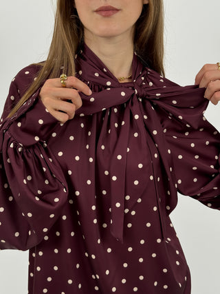 Blusa Satin a Pois Burgundy