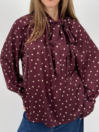 Blusa Satin a Pois Burgundy