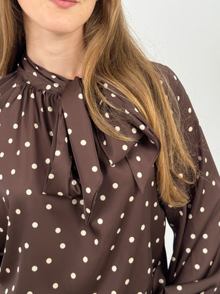 Blusa Satin a Pois Marrone