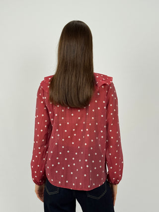 Blusa a Pois con Volant Rossa