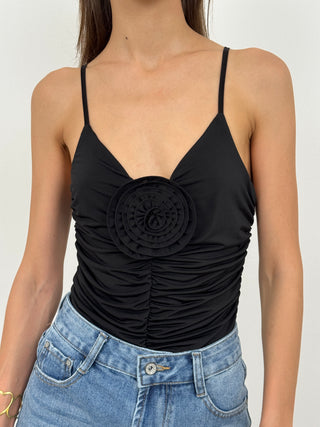 Body in Lycra con Rosa Nero