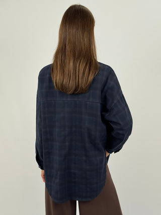 Camicia in Cotone a Quadri Blu