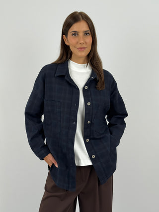 Camicia in Cotone a Quadri Blu