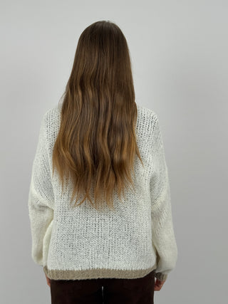 Cardigan con Fiocchi Crema e Beige