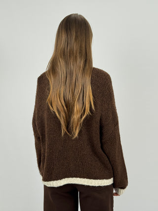 Cardigan con Fiocchi Marrone e Beige