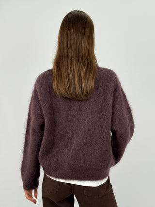 Cardigan in Kid Mohair Marrone