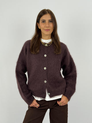 Cardigan in Kid Mohair Marrone