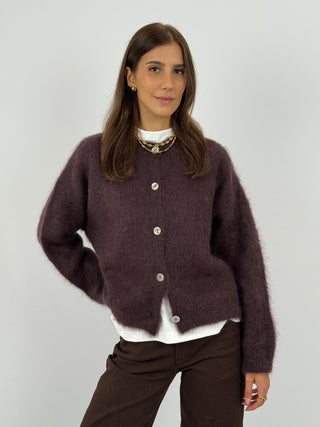 Cardigan in Kid Mohair Marrone