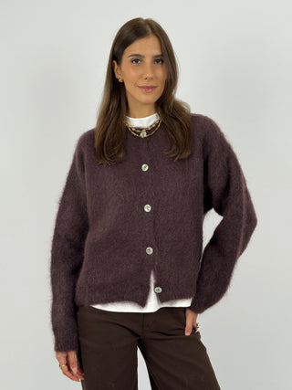 Cardigan in Kid Mohair Marrone