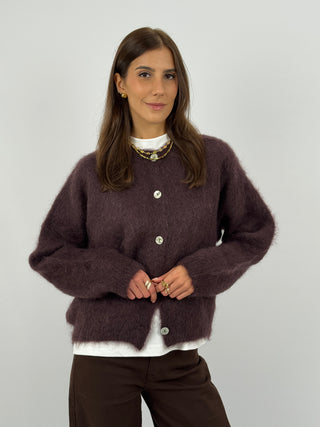 Cardigan in Kid Mohair Marrone