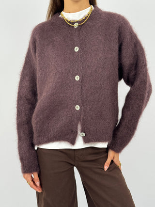 Cardigan in Kid Mohair Marrone