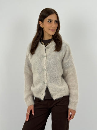 Cardigan in Kid Mohair Sabbia