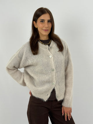 Cardigan in Kid Mohair Sabbia