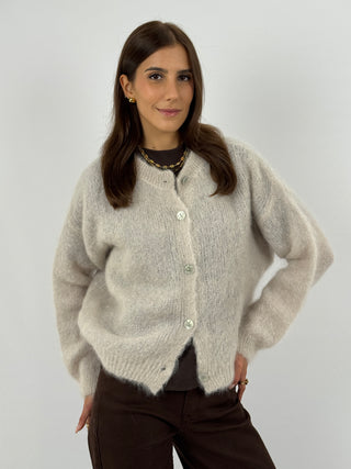 Cardigan in Kid Mohair Sabbia
