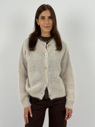 Cardigan in Kid Mohair Sabbia