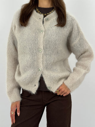 Cardigan in Kid Mohair Sabbia