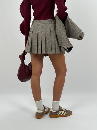 Set Giacca e Gonna College Marrone e Bianco