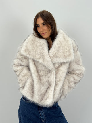 Pelliccia con Collo Ampio Aspen Bianca