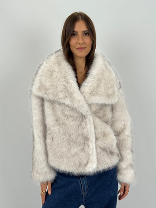 Pelliccia con Collo Ampio Aspen Bianca