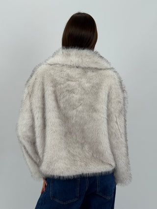 Pelliccia con Collo Ampio Aspen Bianca