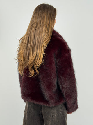 Pelliccia con Collo Ampio Aspen Bordeaux