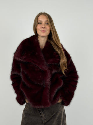 Pelliccia con Collo Ampio Aspen Bordeaux