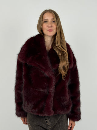 Pelliccia con Collo Ampio Aspen Bordeaux