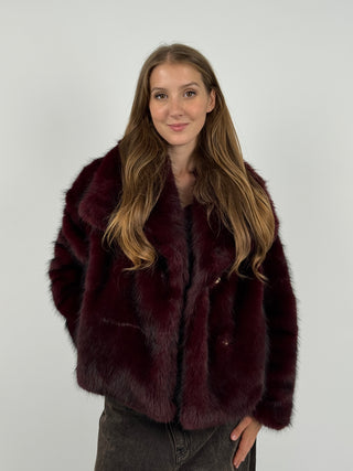 Pelliccia con Collo Ampio Aspen Bordeaux