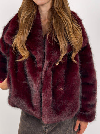 Pelliccia con Collo Ampio Aspen Bordeaux