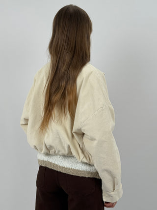 Giubbino in Velluto con Tasche Crema