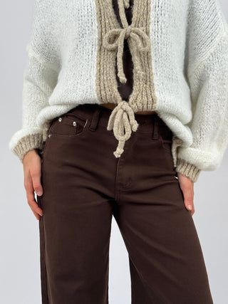 Jeans Wide Leg Marrone