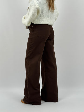 Jeans Wide Leg Marrone