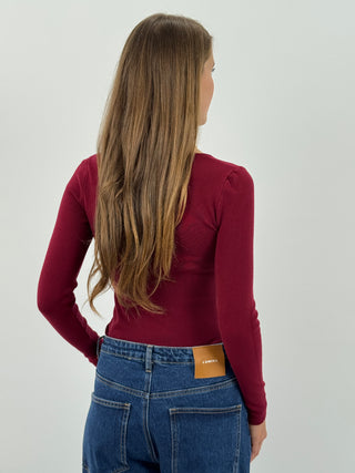 Maglia con Scollo a V Bordeaux
