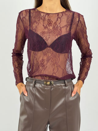 Maglia in Pizzo Iris Burgundy