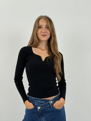 Maglia con Scollo a V Nera