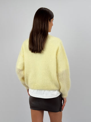 Maglione a Girocollo in Kid Mohair Giallo Burro