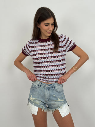 Shorts in Denim con Strappi