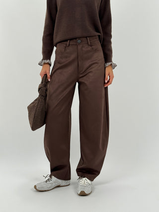 Pantalone Lumina Balloon in Suede Marrone