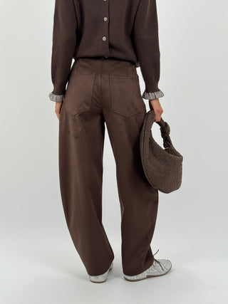Pantalone Lumina Balloon in Suede Marrone