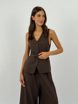 Coordinato Gilet e Pantalone Daphne Marrone