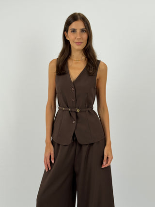 Coordinato Gilet e Pantalone Daphne Marrone