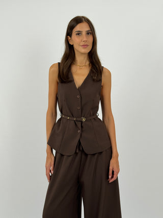 Coordinato Gilet e Pantalone Daphne Marrone