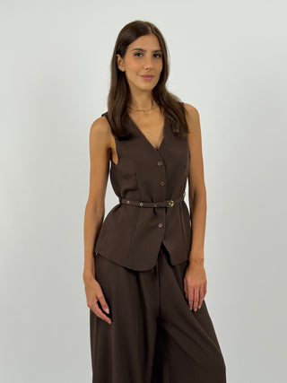 Coordinato Gilet e Pantalone Daphne Marrone
