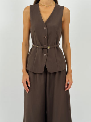 Coordinato Gilet e Pantalone Daphne Marrone